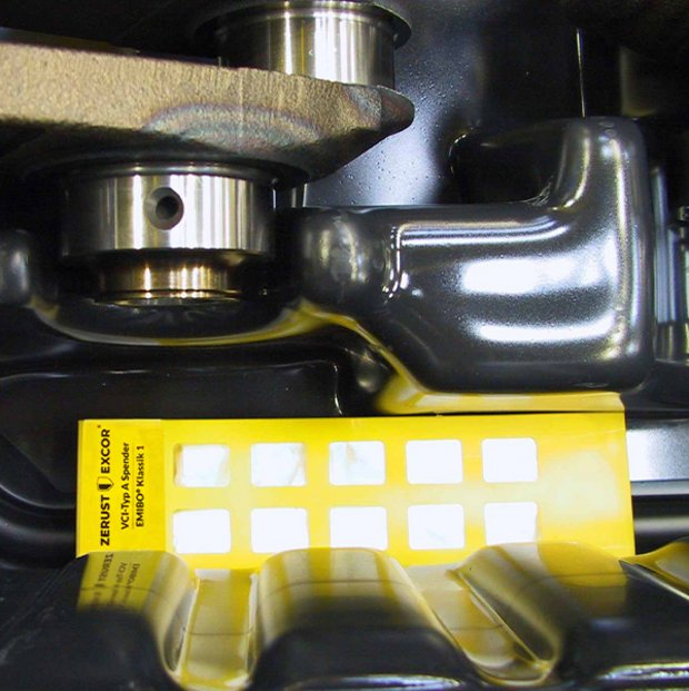 Dispensador Excor VCI Aplicación Pieza metálica con dispensador Excor VCI